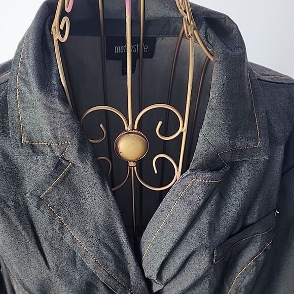 Vintage Tie Front 3/4 Sleeves Two Button Jacket With Collar Sleeve Detail Sz 14 - Picture 2 of 8